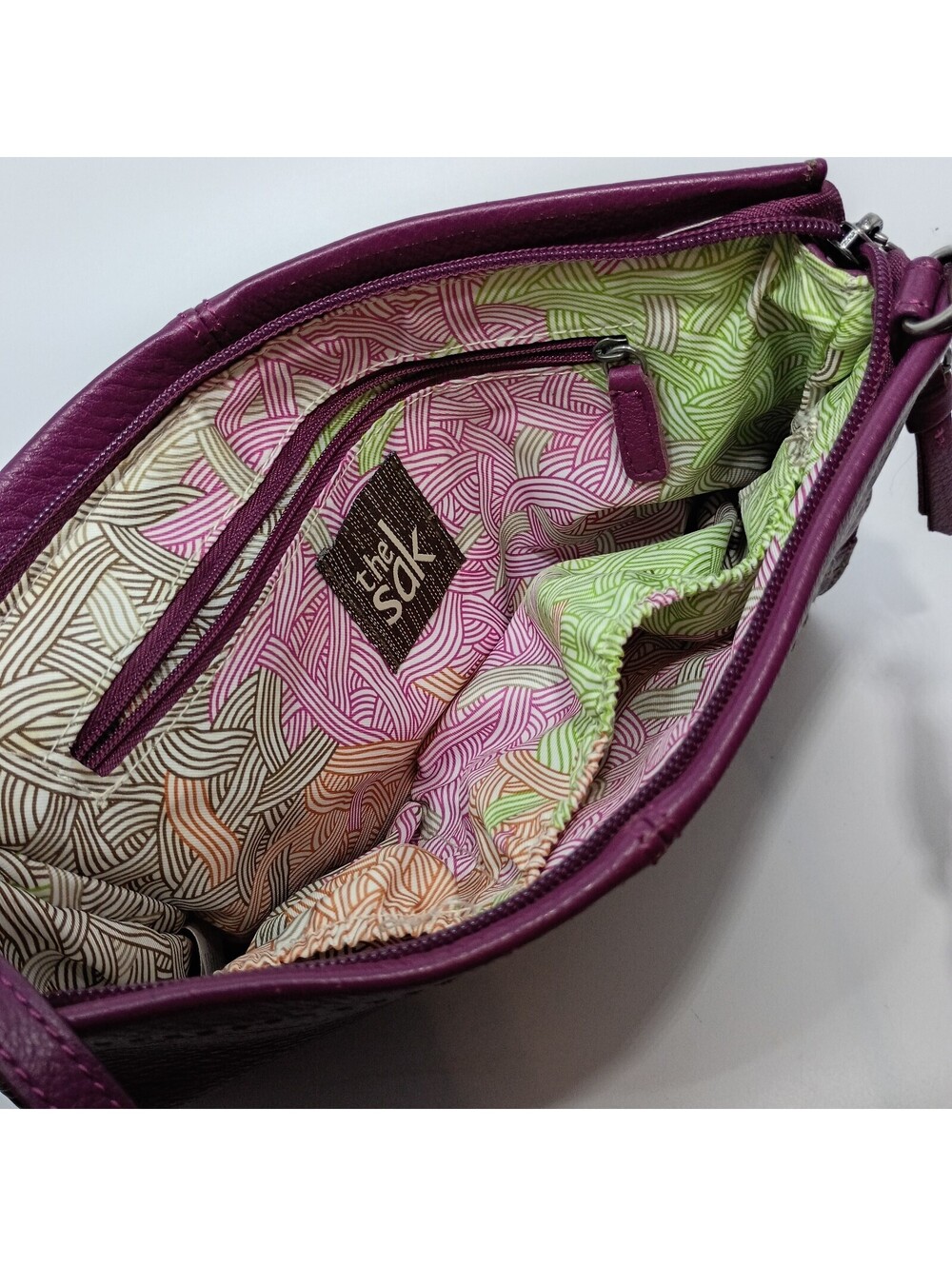 The Sak Y2K  Shoulder Crossbody Purse Bag Fuscia Pink Leather - Picture 5 of 11